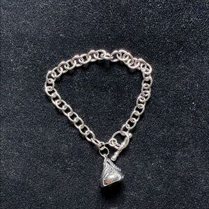 Sterling-Style Silver Charm Bracelet with Hershey Kiss Charm